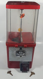 Vintage Komet Red Metal with Plastic Globe "Thank You" 15 1/2" Tall Gumball Candy Dispenser Vending Machine with Two Keys