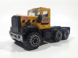Vintage 1986 Remco Semi Tractor Truck A & H Construction Company Yellow Pressed Steel and Plastic Die Cast Toy Car Vehicle