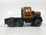 Vintage 1986 Remco Semi Tractor Truck A & H Construction Company Yellow Pressed Steel and Plastic Die Cast Toy Car Vehicle