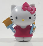 2018 Sanrio Hello Kitty with Paint Brushes 1 3/4" Tall Plastic Toy Figure