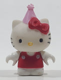 2011 Sanrio Hello Kitty with Pink Party Hat Miniature 1 5/8" Tall Plastic Toy Figure
