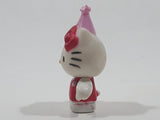 2011 Sanrio Hello Kitty with Pink Party Hat Miniature 1 5/8" Tall Plastic Toy Figure
