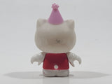 2011 Sanrio Hello Kitty with Pink Party Hat Miniature 1 5/8" Tall Plastic Toy Figure
