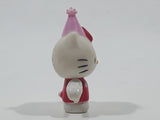 2011 Sanrio Hello Kitty with Pink Party Hat Miniature 1 5/8" Tall Plastic Toy Figure
