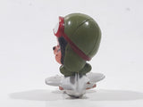 Vintage 1979 Sekiguchi Monchichi Girl in Airplane 1 3/4" Tall PVC Toy Figure
