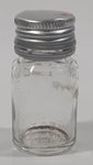 Vintage T-22 2 1/2" Tall Clear Glass Medicine Bottle with Metal Lid