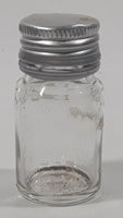 Vintage T-22 2 1/2" Tall Clear Glass Medicine Bottle with Metal Lid