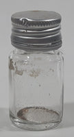 Vintage T-22 2 1/2" Tall Clear Glass Medicine Bottle with Metal Lid