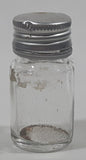 Vintage T-22 2 1/2" Tall Clear Glass Medicine Bottle with Metal Lid