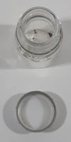 Vintage T-22 2 1/2" Tall Clear Glass Medicine Bottle with Metal Lid