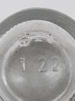 Vintage T-22 2 1/2" Tall Clear Glass Medicine Bottle with Metal Lid