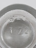 Vintage T-22 2 1/2" Tall Clear Glass Medicine Bottle with Metal Lid