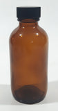 Vintage 4 1/4" Tall 6003 Brown Amber Glass Medicine Bottle with Black Plastic Lid