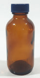 Vintage 4 1/4" Tall 6003 Brown Amber Glass Medicine Bottle with Blue Plastic Lid