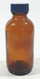 Vintage 4 1/4" Tall 6003 Brown Amber Glass Medicine Bottle with Blue Plastic Lid