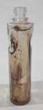 Vintage 1940s RHR Whiskey 4 3/4" Tall Pocket Flask Embossed Glass Bottle