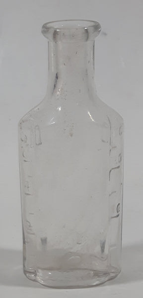 Antique 1907 Patent Sept 24th 07 3 3/4" Tall Embossed Glass Cork Top Medicine Bottle with Measurements