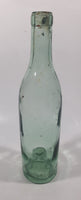 Antique Inverted Nipple Bottom 9 1/2" Tall Aqua Glass Bottle