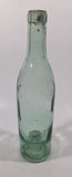 Antique Inverted Nipple Bottom 9 1/2" Tall Aqua Glass Bottle
