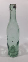 Antique Inverted Nipple Bottom 9 1/2" Tall Aqua Glass Bottle