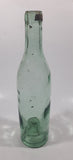 Antique Inverted Nipple Bottom 9 1/2" Tall Aqua Glass Bottle