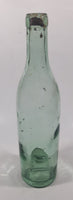 Antique Inverted Nipple Bottom 9 1/2" Tall Aqua Glass Bottle
