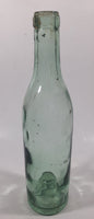 Antique Inverted Nipple Bottom 9 1/2" Tall Aqua Glass Bottle