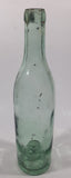 Antique Inverted Nipple Bottom 9 1/2" Tall Aqua Glass Bottle