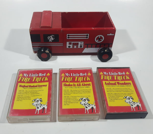 Rare 1993 Children At The Heart My Little Red Fire Truck Magical Musical Journey 7 1/4" Long Wood Toy Car Vehicle with 3 Audio Cassettes