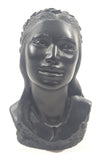 Vintage Coco Joe's Hawaii Woman Bust 3 5/8" Tall Carved Lava Rock Tiki Figurine