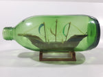 Vintage Mexican Rdo de Manzanillo Detail Miniature Ship in Cork Top 7 1/4" Long Green Glass Bottle