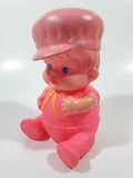 Vintage 1968 Iwai Hot Pink Sitting Baby Doll 6" Tall Rubber Toy Figure Made in Hong Kong