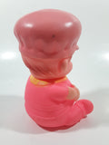 Vintage 1968 Iwai Hot Pink Sitting Baby Doll 6" Tall Rubber Toy Figure Made in Hong Kong