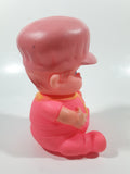 Vintage 1968 Iwai Hot Pink Sitting Baby Doll 6" Tall Rubber Toy Figure Made in Hong Kong