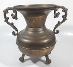 Antique Italian Style Handles Claw Foot 8 1/4" Tall Brass Spittoon with Heavy Brass Catcher Cup
