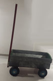 Vintage Galvanized Metal Red and Green Painted Wood Hand Made Toy Wagon