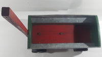 Vintage Galvanized Metal Red and Green Painted Wood Hand Made Toy Wagon