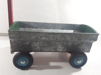 Vintage Galvanized Metal Red and Green Painted Wood Hand Made Toy Wagon
