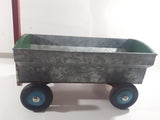 Vintage Galvanized Metal Red and Green Painted Wood Hand Made Toy Wagon