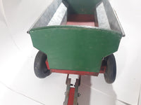 Vintage Galvanized Metal Red and Green Painted Wood Hand Made Toy Wagon