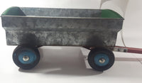 Vintage Galvanized Metal Red and Green Painted Wood Hand Made Toy Wagon