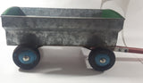 Vintage Galvanized Metal Red and Green Painted Wood Hand Made Toy Wagon