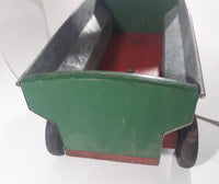 Vintage Galvanized Metal Red and Green Painted Wood Hand Made Toy Wagon