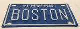 Unique Florida Boston White Letters Blue Miniature 2 1/4" x 4" Metal Vehicle License Plate Tag