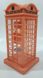 Vintage Light Pink 6 3/4" Tall British Plastic Telephone Booth Shaped Coin Bank