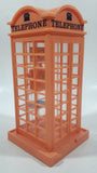 Vintage Light Pink 6 3/4" Tall British Plastic Telephone Booth Shaped Coin Bank