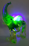 Vintage Giftcraft Made in Italy Clear Blue Green Elephant 6 1/2" Tall Vaseline Uranium Art Glass Ornament