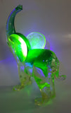 Vintage Giftcraft Made in Italy Clear Blue Green Elephant 6 1/2" Tall Vaseline Uranium Art Glass Ornament