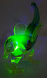 Vintage Giftcraft Made in Italy Clear Blue Green Elephant 6 1/2" Tall Vaseline Uranium Art Glass Ornament