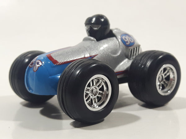 2002 NewRay #98 Silver wit Blue and Red Nose Pull Back Friction Die Cast Toy Car Vehicle